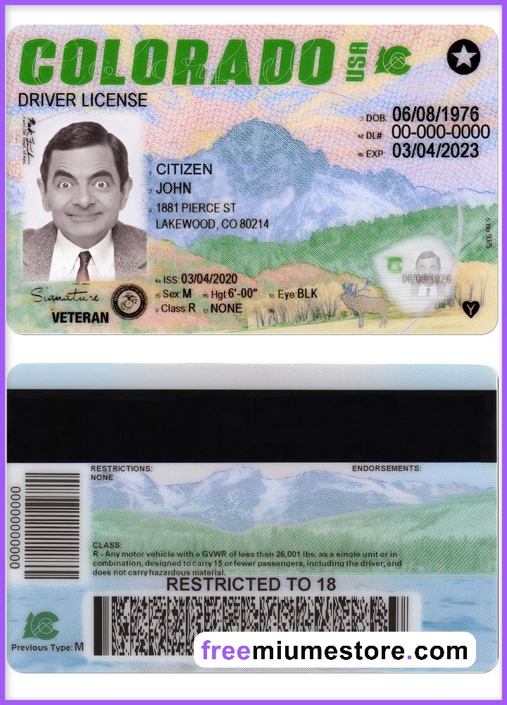 Colorado Driver license PSD Template